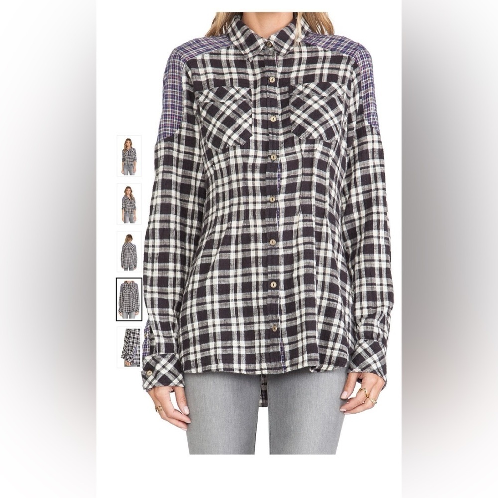 Free People Catch Up With Me Plaid Black Combo in Size XS - Picture 4 of 14